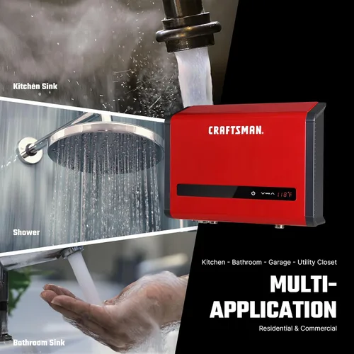Miniatura 7 de CRAFTSMAN Calentador de agua eléctrico sin tanque de 24 kW, 240 voltios, 3.74 GPM, tecnología auto-modulante multiaplicación para toda la casa, agua