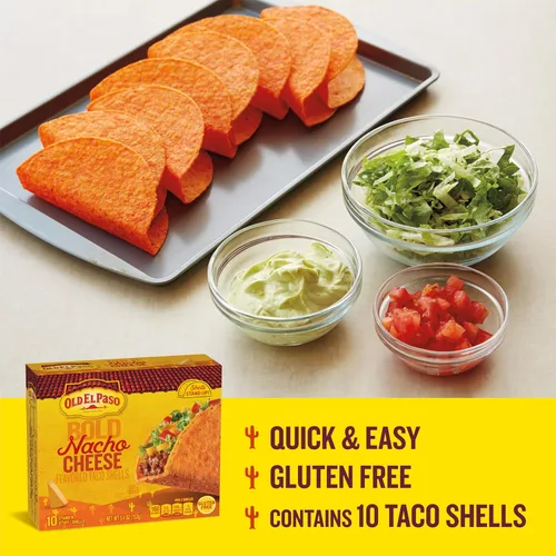 Miniatura 5 de Old El Paso Stand 'N Stuff Bold Nacho Cheese - Conchas de taco con sabor a queso de nacho, 10 unidades (paquete de 6)