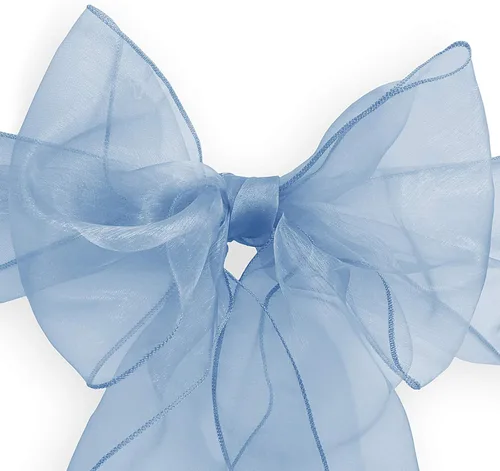 Miniatura 2 de Lann's Linens - 100 elegantes fundas de organza para silla de boda/fiesta Fajas/lazos - Cinta para atar en la parte trasera - Azul bebé