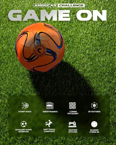 Miniatura 4 de American Challenge Brasilia - Balón de fútbol – Tamaños 5, 4, 3 y 2 – Balón de fútbol de entrenamiento para jóvenes y adultos para práctica