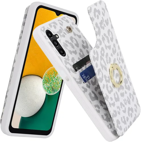 Miniatura 15 de Lipvina Funda para Samsung Galaxy A03s con tarjetero, Galaxy A03s Funda tipo cartera para mujer, tarjetero de crédito, soporte de anillo, fundas