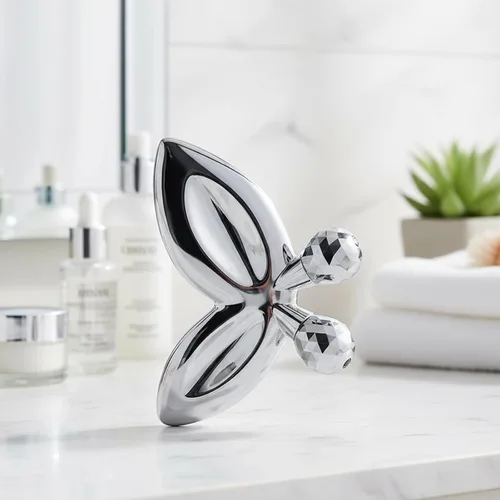 Miniatura 7 de Herramientas faciales Gua Sha de acero inoxidable, rodillo facial de mariposa 3D para mujeres, herramienta de guasha 2 en 1 para apretar la piel