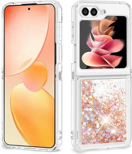 Miniatura 37 de Funda con purpurina para Samsung Z Flip 3, a prueba de golpes, funda de TPU transparente con purpurina líquida para Samsung Z Flip 3 para mujer