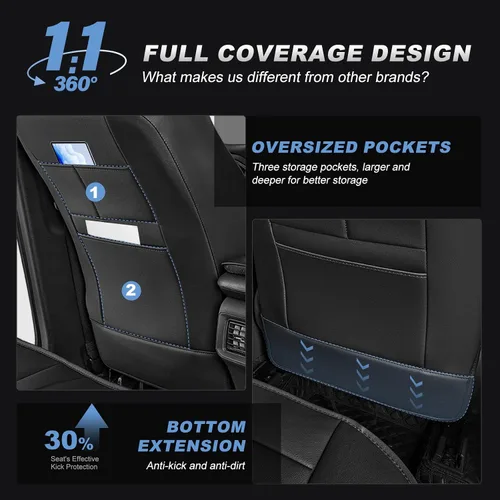 Miniatura 4 de AOMSAZTO RAV4 - Fundas de asiento delantero de cuero para Toyota RAV4 2019 2020 2021 2022 2023 2024 2025 LE, XLE, XLE Premium, Limited con Línea roja