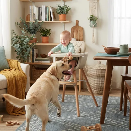 Miniatura 2 de Mallify Silla alta de madera 3 en 1, sillas altas convertibles para bebés y niños pequeños, silla alta para bebé con patas ajustables y bandeja apta