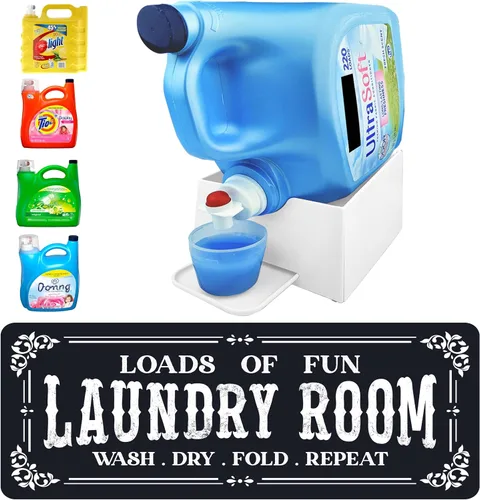 Miniatura 9 de Skywin TidyFriend - Dispensador de detergente líquido sin derrames, soporte dispensador de jabón para ropa con bandeja de goteo para organización