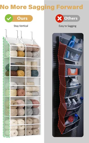 Miniatura 6 de ALLTIDYUP Organizador transparente para puerta, tela Oxford resistente, 50 libras, 5 estantes transparentes para colgar con 10 bolsillos para baño