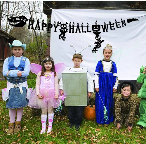 Miniatura 5 de GOER Cartel de dinosaurio de feliz Halloween, 70 pulgadas con tema jurásico para decoración de fiestas de Halloween