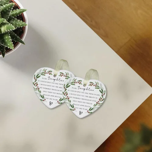 Miniatura 4 de Adornos de Navidad para hija 2026, adorno de Navidad para siempre, el mejor regalo, cerámica de impresión de doble cara con caja de regalo y cinta