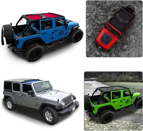 Miniatura 7 de Shadeidea JK - Parasol superior compatible con Jeep Wrangler JKU, cubierta de techo de malla suave (2007-2018) - Bloqueador de ruido de viento UV