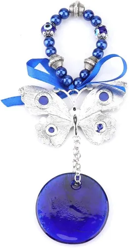 Miniatura 5 de Adorno colgante de ojo turco de la suerte, ojo turco con mariposa, amuleto turco contra el mal de ojo, llavero colgante para auto y hogar