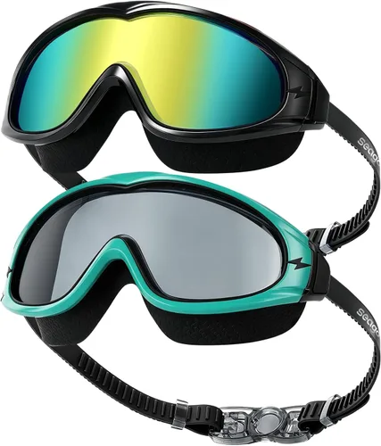 Miniatura 11 de Seago Gafas de natación sin fugas, antivaho para piscina, para adultos, hombres, mujeres, jóvenes, protección UV, visión clara de 180°
