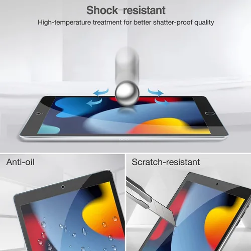 Miniatura 6 de KIQ Paquete de 2 protectores de pantalla de vidrio templado compatibles con iPad de 9ª, 8ª y 7ª