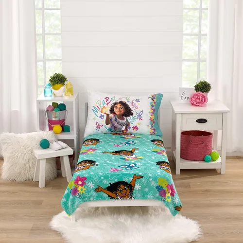 Miniatura 4 de NoJo Disney Encanto Tropical Delight - Manta súper suave para niños pequeños, turquesa, rosa y verde azulado, Mirabel, flores y mariposas
