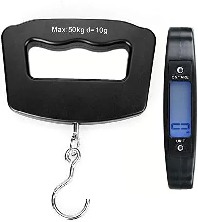 Miniatura 2 de Meichoon Báscula digital de equipaje de 110 libras110.2 lbs, mini báscula electrónica portátil con gancho de pesca, función de tara, pantalla LCD
