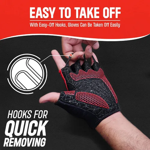Miniatura 6 de RRAYS Guantes de ciclismo - Tela de licra transpirable - Guantes acolchados de medio dedo, guantes de bicicleta unisex, guantes de ciclismo