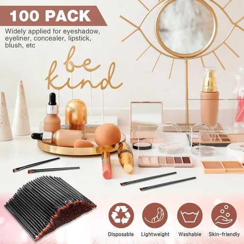 Miniatura 6 de Gerrii 100 cepillos desechables en ángulo para cejas, cepillo delineador de ojos, cepillos de ángulo desechables, pinceles de tintado para mujeres
