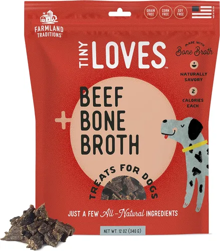 Miniatura 13 de Farmland Traditions Tiny Loves Premios de Entrenamiento de Cecina para Perros con Caldo de Huesos (Carne de Res, 32 oz.)