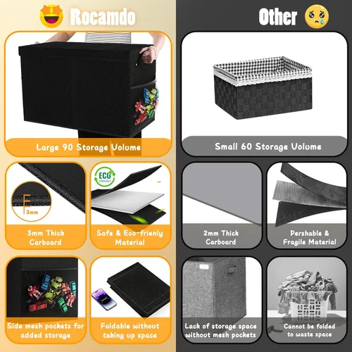 Miniatura 7 de Caja grande de almacenamiento de juguetes con divisor de tapa, organizador de juguetes plegable resistente para niños, cajas de almacenamiento