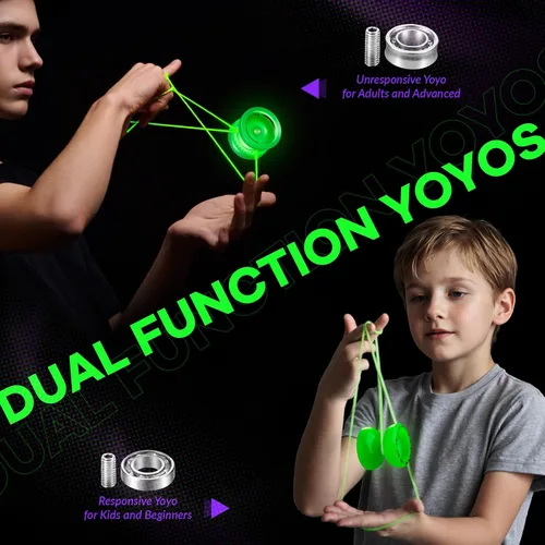 Miniatura 3 de MAGICYOYO Fingerspin - Yoyo que brilla en la oscuridad, Yoyo de doble propósito sensible y no sensible para niños de 8 a 12 años, yoyos