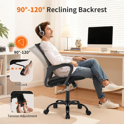 Miniatura 5 de BestOffice Silla de Oficina Ergonómica Barata Silla de Escritorio de Malla Silla de Computadora Soporte Lumbar Ejecutiva Moderna Taburete Ajustable