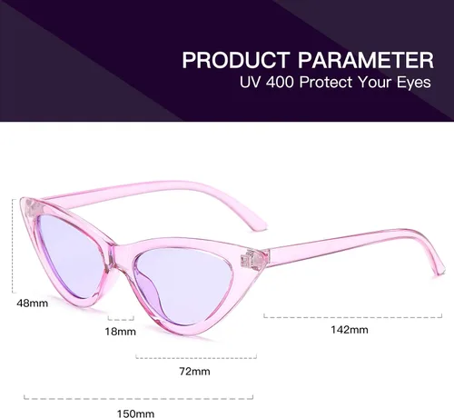 Miniatura 2 de Lentes de sol retro para mujer, con marco de plástico y diseño con estilo ojo de gato YOSHYA