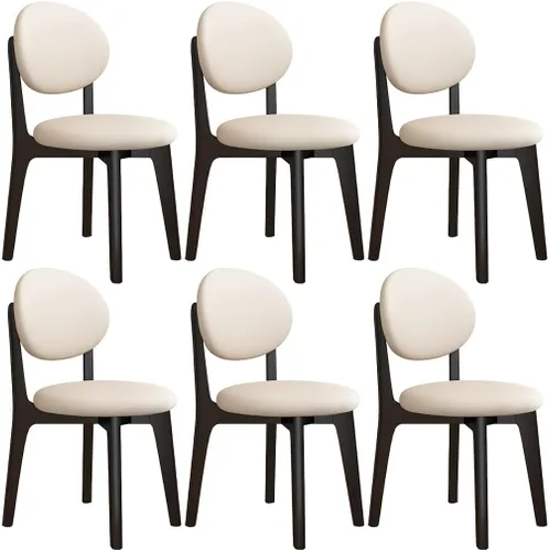 Miniatura 52 de YVYKFZD Juego de sillas de comedor, sillas de cocina de madera maciza, silla de comedor de granja con respaldo curvo, silla tapizada de cuero