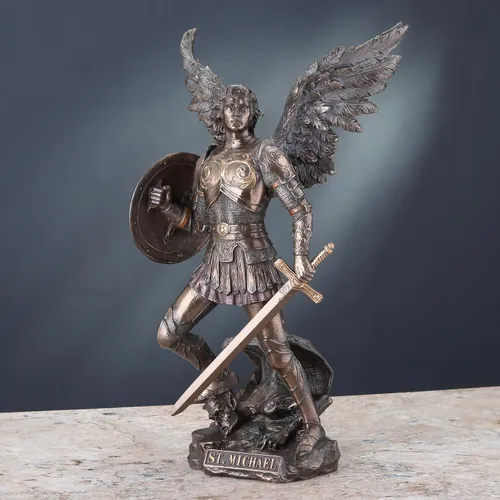 Miniatura 3 de Veronese Design Estatua de Arcángel de San Miguel de 12 1/2 pulgadas de resina fundida en frío con acabado de bronce escultura para decoración