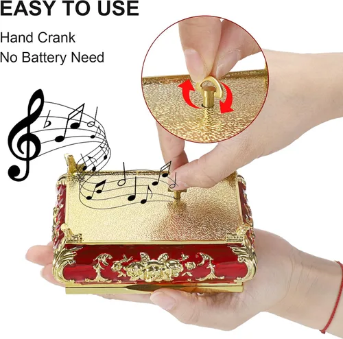 Miniatura 3 de ELLDOO Caja de música vintage, caja de joyería musical de metal dorado, caja de recuerdo, pequeña caja de almacenamiento de joyas, regalo para niñas