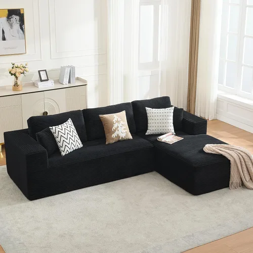 Miniatura 15 de Sofá modular Cloud de 106 pulgadas con diván en forma de L, moderno sofá modular sin hueso con asiento profundo, sofás tapizados para sala de estar