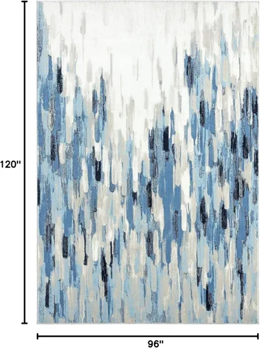Miniatura 2 de Abani Rugs - Alfombra abstracta azul y beige de 7 pies 9 pulgadas x 10 pies 2 pulgadas, colección Porto Alfombra decorativa de estilo contemporáneo