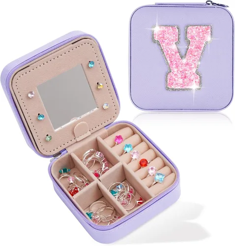 Miniatura 57 de Uygafly Joyero de viaje – Joyero personalizado para mujeres, pequeño organizador de joyas, bonitos organizadores de joyas y estética