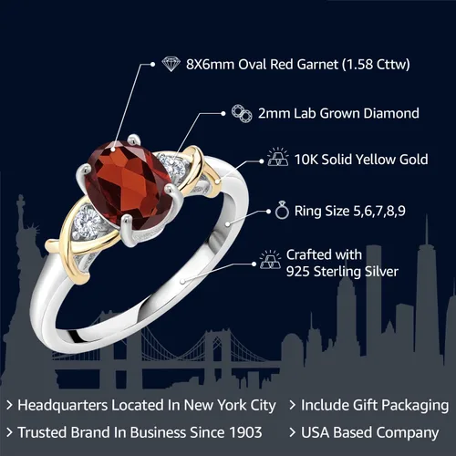 Miniatura 83 de Anillo de compromiso de oro amarillo de 10 quilates y plata 925 con piedra natal y diamantes cultivados en laboratorio para mujer, ovalado de 0.315