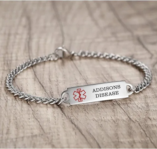 Miniatura 19 de Pulseras de identificación de alerta médica de 6.5 "-8.5" para mujeres, pulseras de emergencia médica de acero inoxidable, grabado gratuito