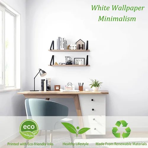 Miniatura 2 de Safiyya 197"x17.7" Papel pintado de contacto de color blanco, autoadhesivo, despegar y pegar, impermeable, rollos de papel de vinilo para paredes