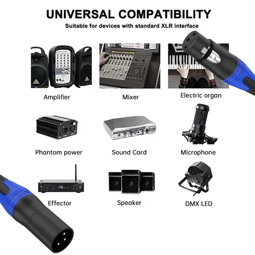 Miniatura 7 de Paquete de 2 cables XLR macho a hembra de 10 pies, cable de micrófono profesional equilibrado, cobre puro y blindaje dual, compatible