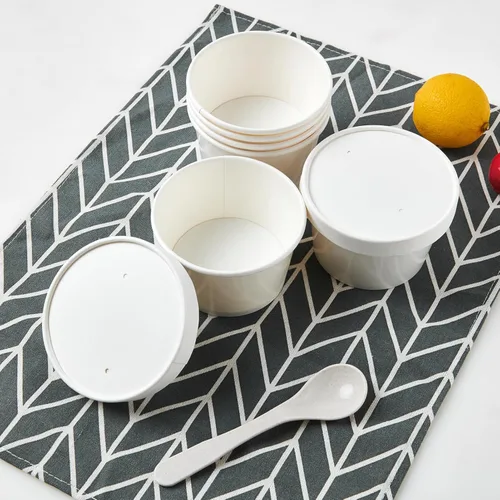 Miniatura 8 de JOLLY PARTY Paquete de 50 recipientes de papel de 8 onzas con tapas, vasos de papel desechables para alimentos, tazas de helado, almacenamiento