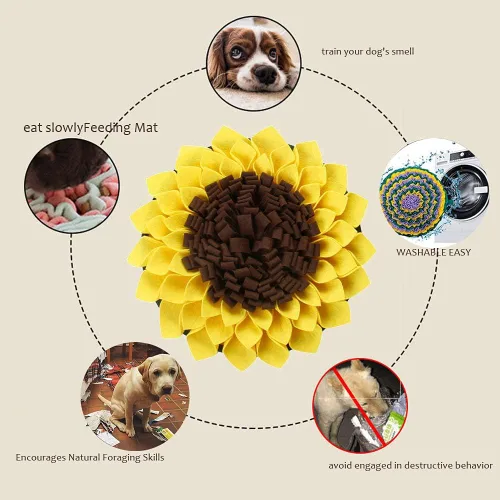 Miniatura 8 de Tapete de olfateo para perros, tapete de alimentación con flores que fomenta las habilidades naturales de forrajeo, juguetes para perros, golosinas