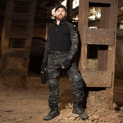 Miniatura 5 de HAN·WILD Traje táctico de uniforme militar para hombre, camisas y pantalones de combate Airsoft Paintball Ropa con rodilleras