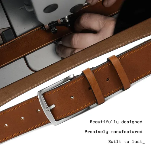 Miniatura 3 de HoffeBelts Cinturón de cuero de grano completo hecho a mano para hombre, estilo casual, cinturón de cuero personalizado en caja de regalo