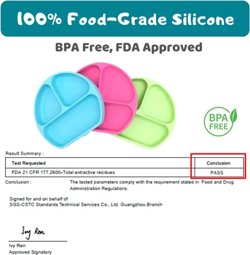 Miniatura 3 de Plato de succión para niños pequeños Sin BPA, 100% silicona de grado alimenticio Apto para microondas, lavavajillas y horno Platos