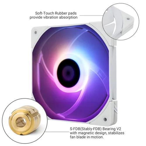 Miniatura 3 de Thermalright TL-C12015W-S Ventilador de enfriamiento de CPU de 120 mm, silencioso PWM ARGB para computadora, enfriador delgado de 15 mm (ARGB blanco)