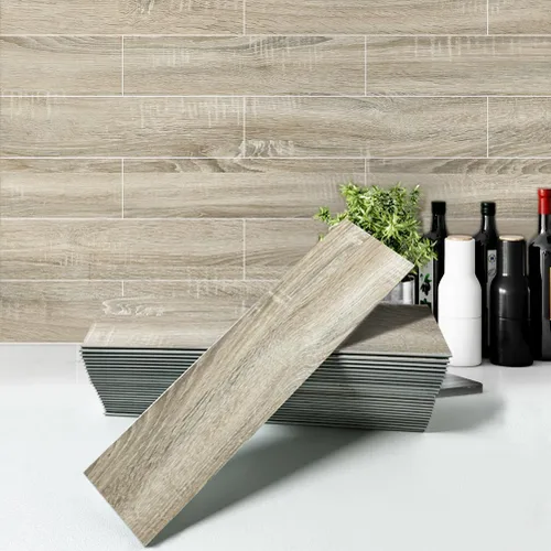 Miniatura 10 de W&S - 24 azulejos de madera envejecida beige para salpicaduras, azulejos de aspecto de madera para caravana, sala de estar, pared de acento, paneles