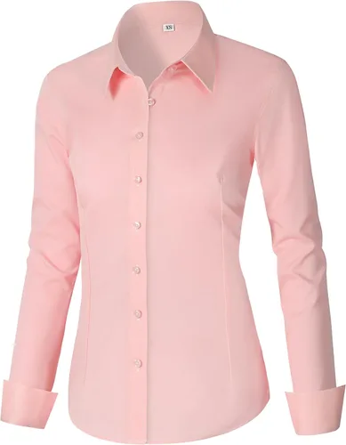 Miniatura 32 de CUNLIN - Camisas de manga larga con botones de algodón para mujer, ajustadas, camisas formales de vestir para el trabajo, blusas de trabajo, tops