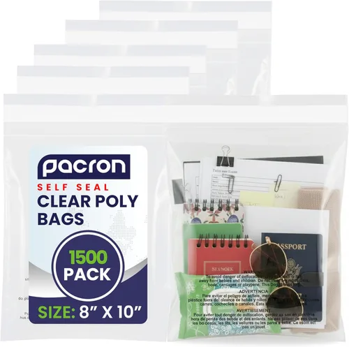 Miniatura 10 de Paquete de 500 bolsas de polietileno transparentes de 9 x 12 pulgadas – Bolsas de plástico autosellantes para embalaje, envío y almacenamiento