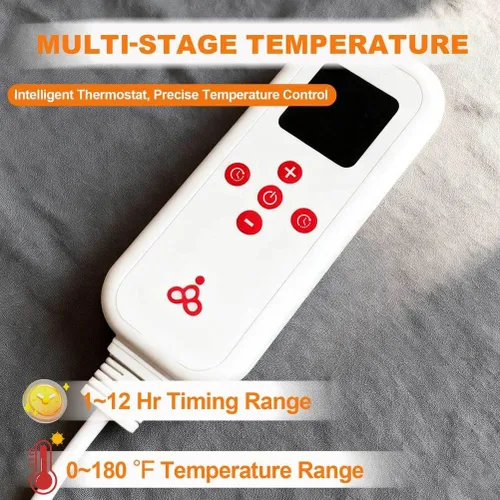 Miniatura 5 de Tapete calefactable radiante infrarrojo con calefacción eléctrica, con 60 ajustes de calor, protección contra sobrecalentamiento, 12 horas de Gris
