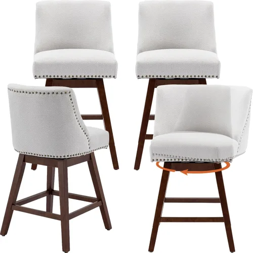 Miniatura 19 de Juego de 2 taburetes de bar giratorios modernos, taburetes de bar de 26.6 pulgadas de altura de mostrador beige con respaldo para isla de cocina