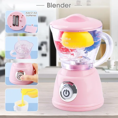 Miniatura 6 de Juegos de cocina de juguete para niños, accesorios de cocina para niños de 4 a 8 años de 3 a 5 años, juguetes para electrodomésticos de cocina, Rosa
