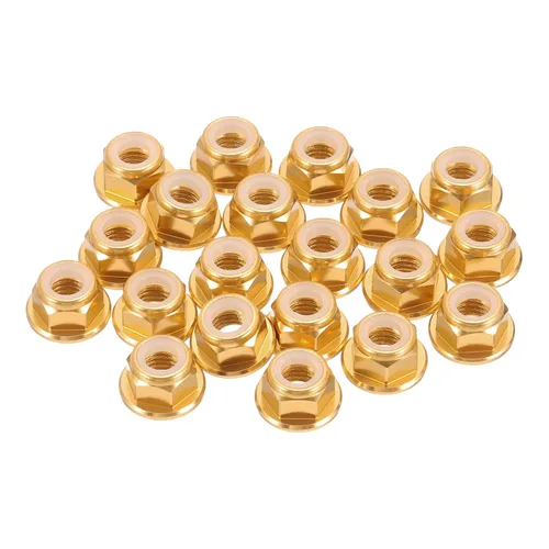 Miniatura 19 de MECCANIXITY 30 piezas de tuercas de bloqueo de aleación de aluminio M5 con paso de 0.8 mm, tuercas hexagonales con brida de nylon con rosca dentada