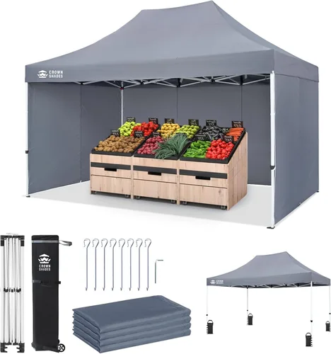 Miniatura 24 de CROWN SHADES Carpa Toldo Desplegable, Carpa Toldo Comercial 8x8 con 4 Paredes Laterales, Ruedas de 4", 4 Pesos Mejorados, Centerlock Patentado, Tela